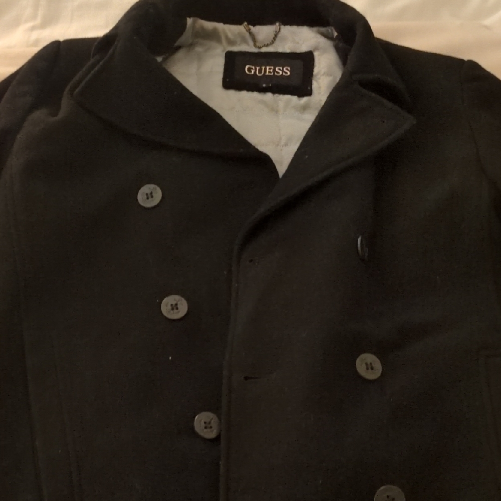 GUESS Men's Black Peacoat